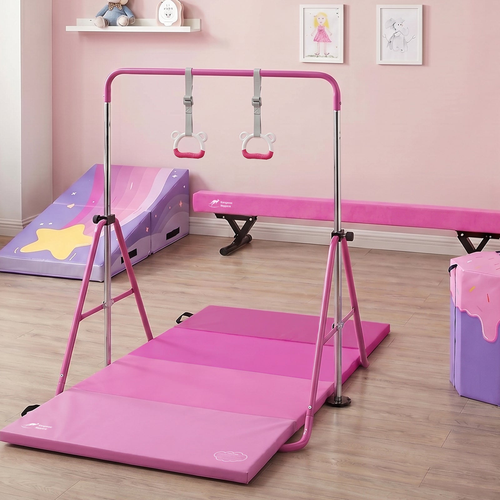 Kangaroo Hoppers Kids Gymnastic Rings Set for Home Training