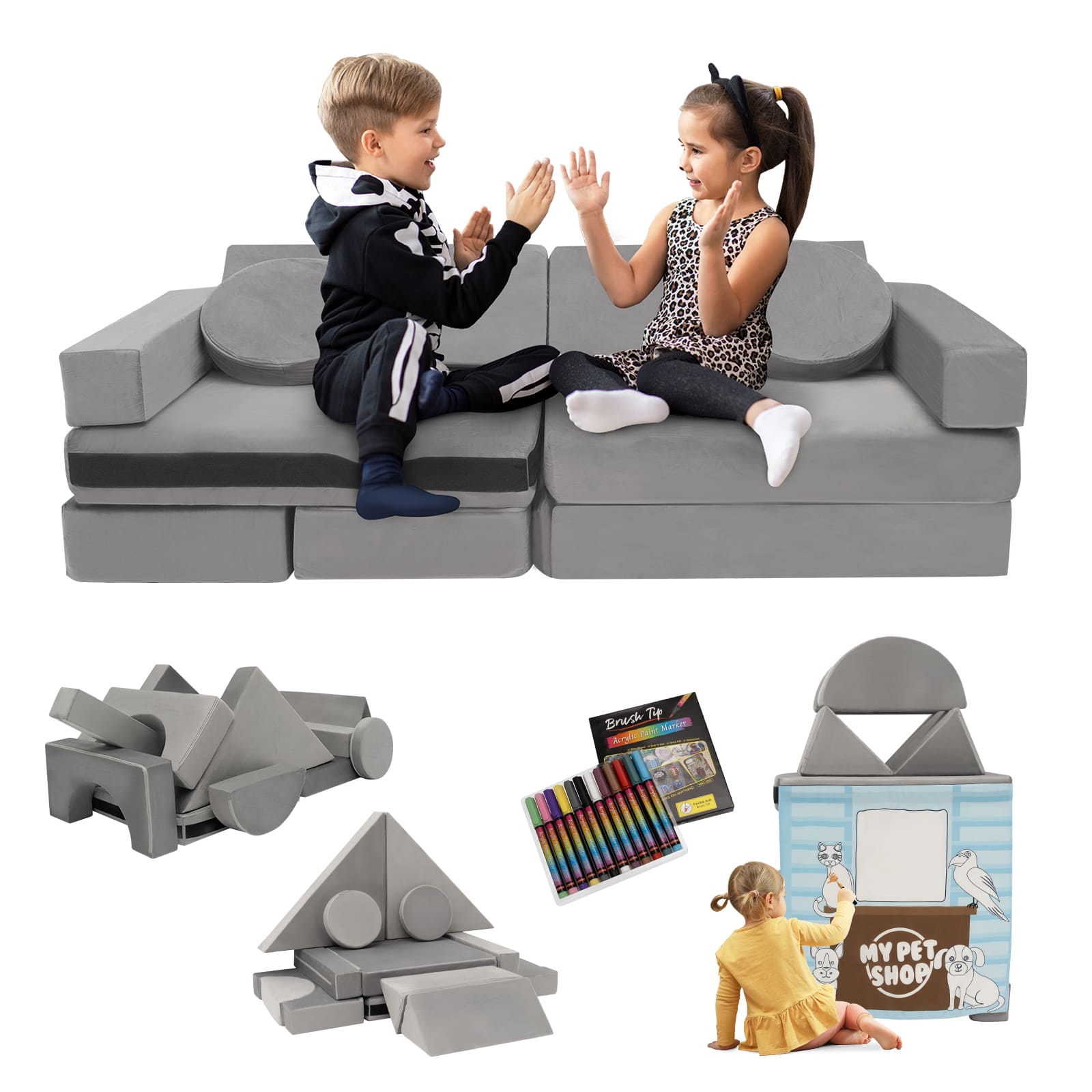Kangaroo Hoppers 14PCS Kids Modular Play Couch
