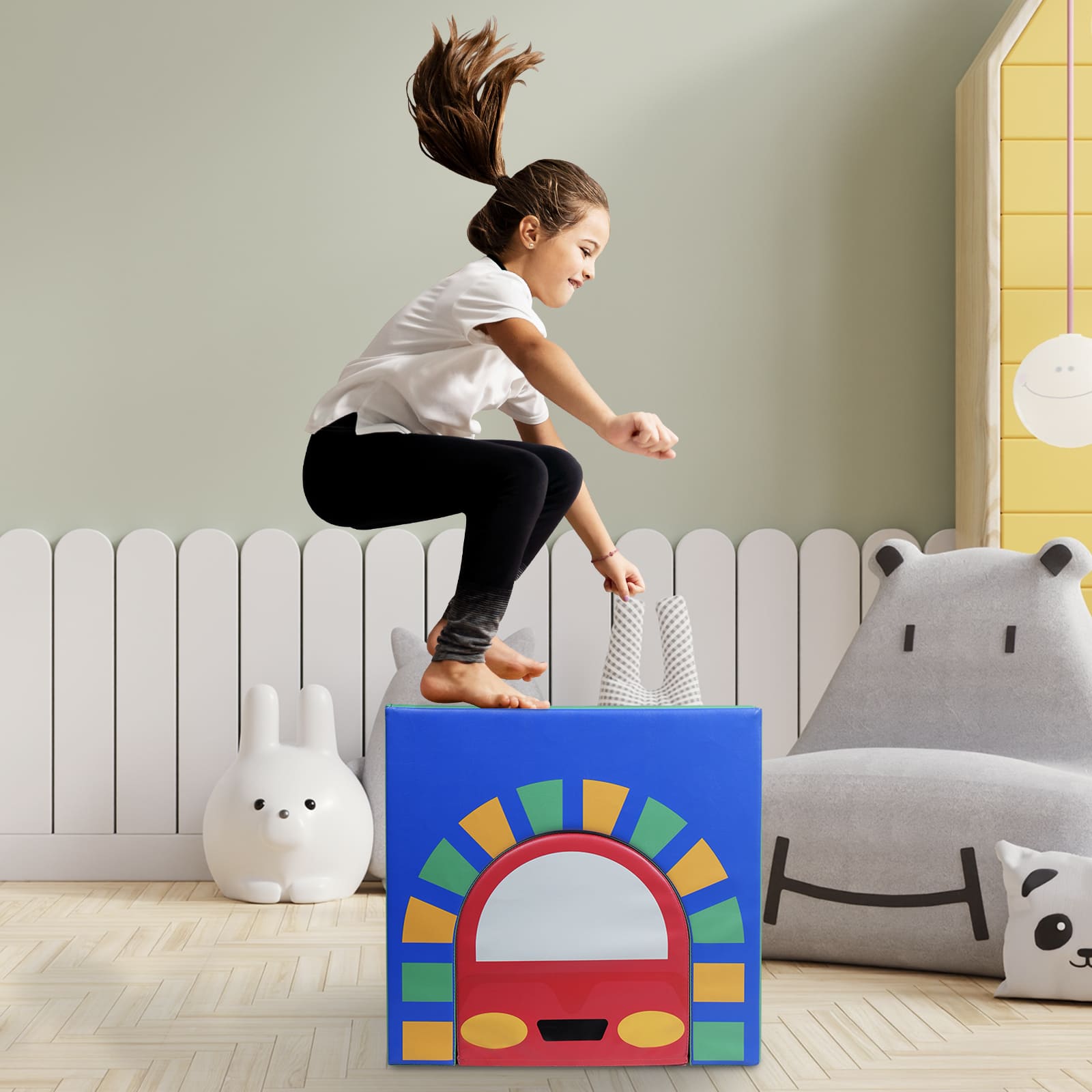 Kangaroo Hoppers 2-in-1 Car Foam Tunnel Toy – Climbing & Crawling Soft Play Block for Kids