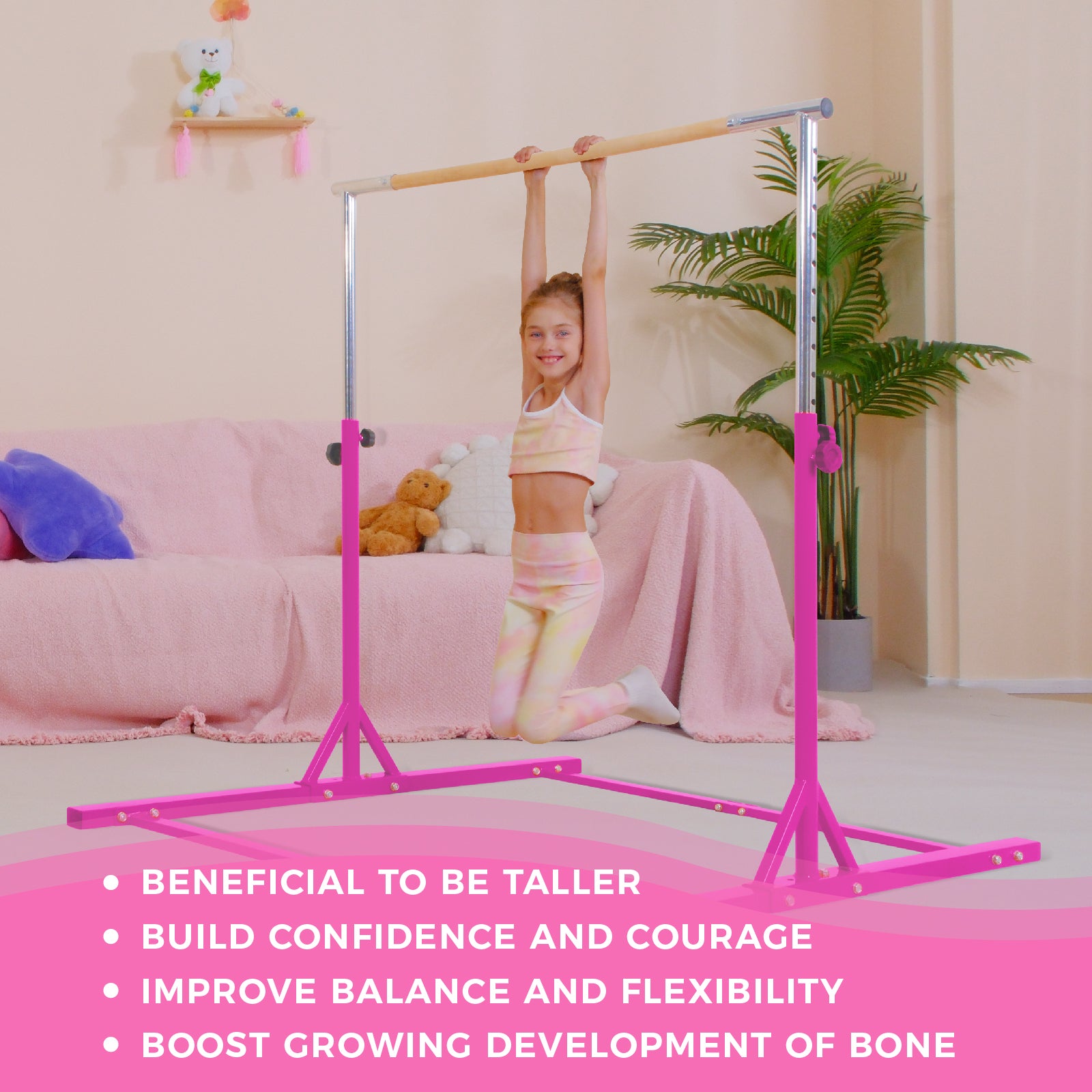 Kangaroo Hoppers 4FT Adjustable Gymnastics Bar & Foldable Mat Set