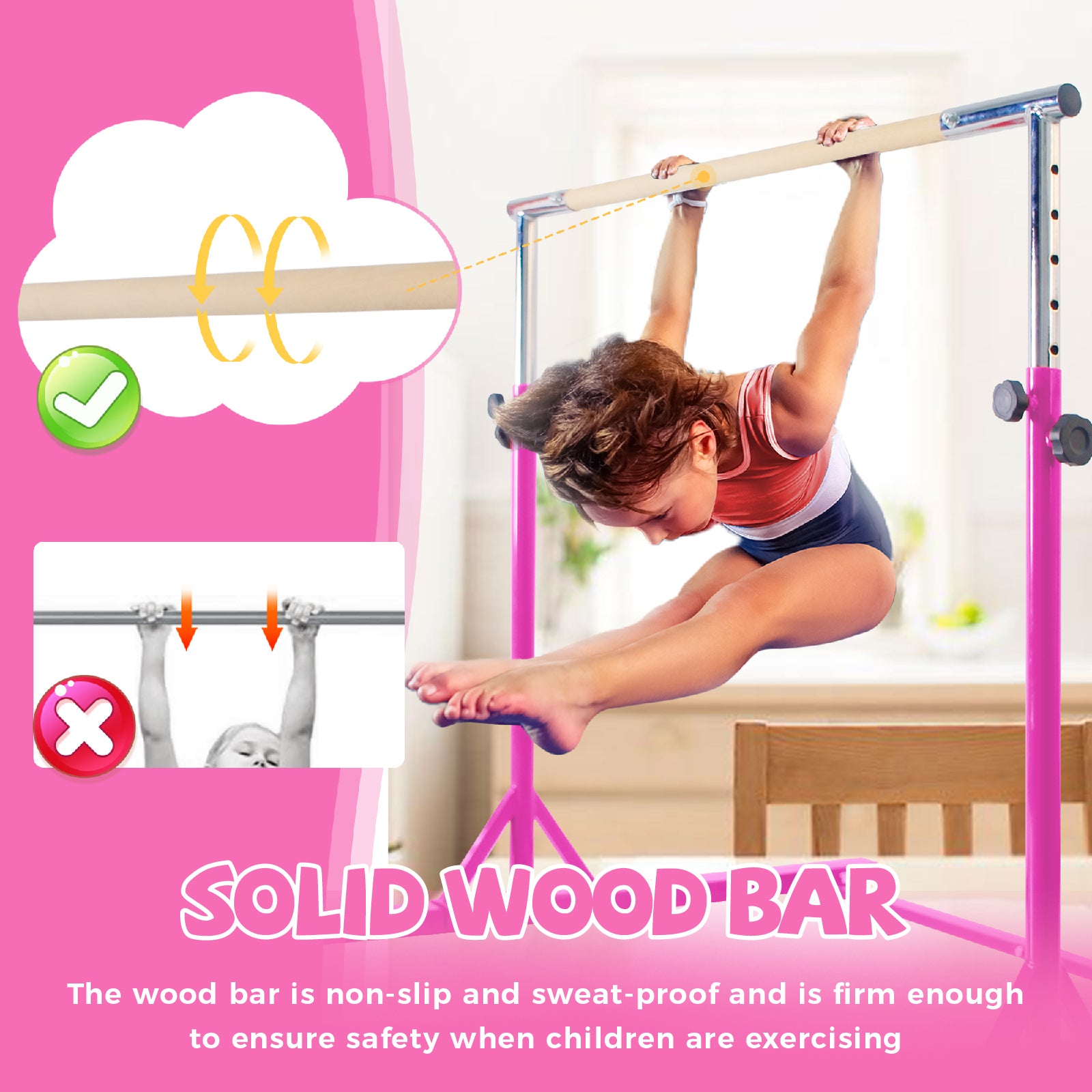 Kangaroo Hoppers 4FT Adjustable Gymnastics Bar & Foldable Mat Set