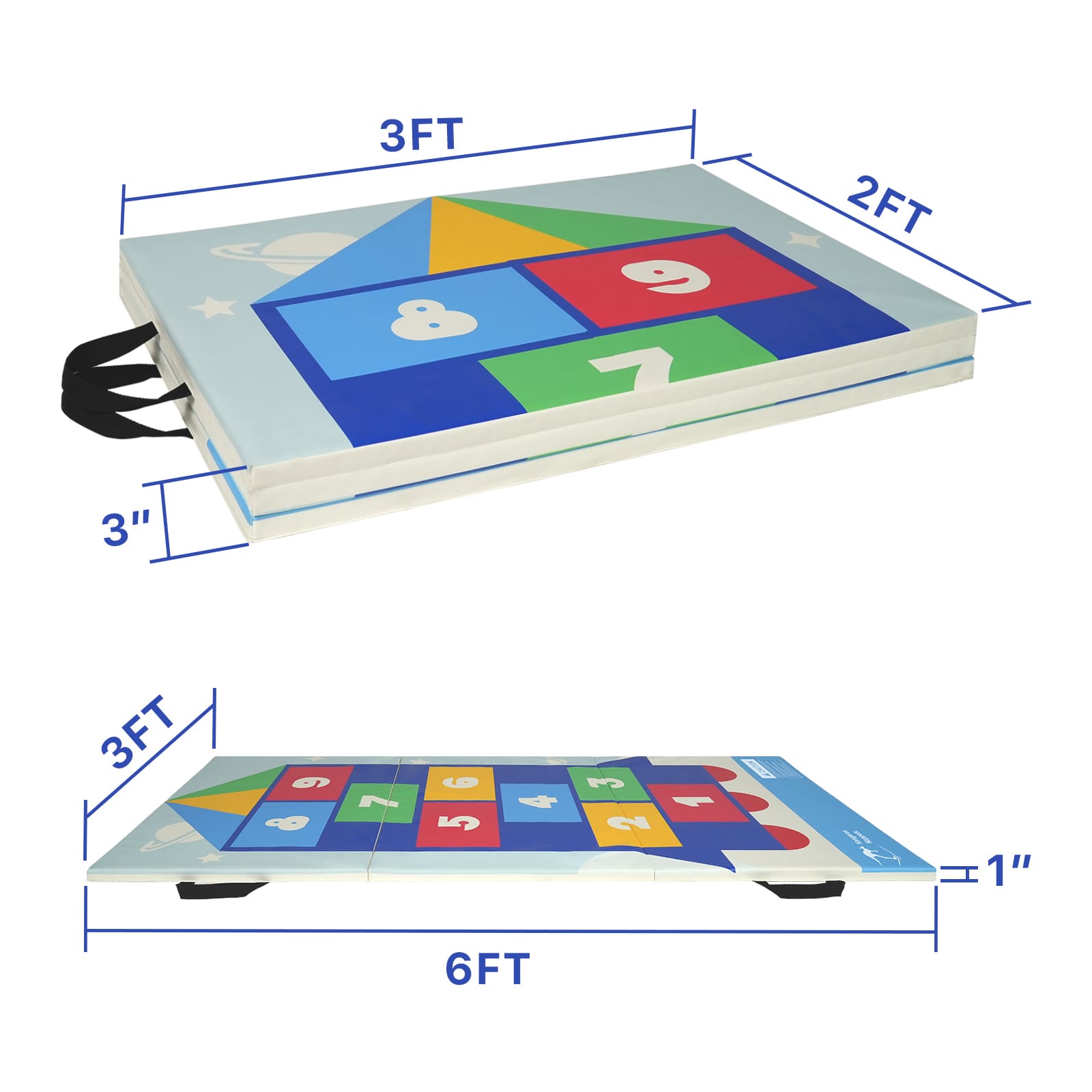 Kangaroo Hoppers Foldable Hopscotch Play Mat – Space Rocket & Candyland Themes