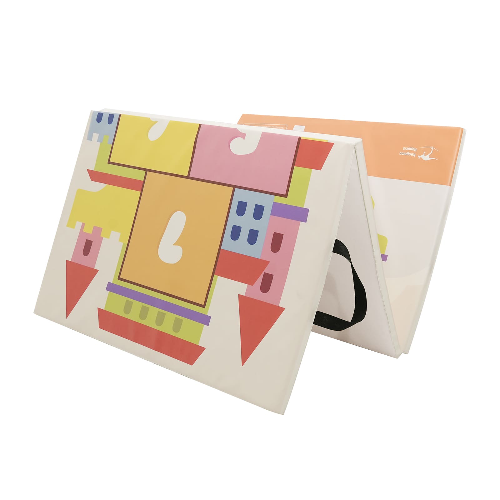 Foldable design of Kangaroo Hoppers gymnastics tumbling mat for easy storage