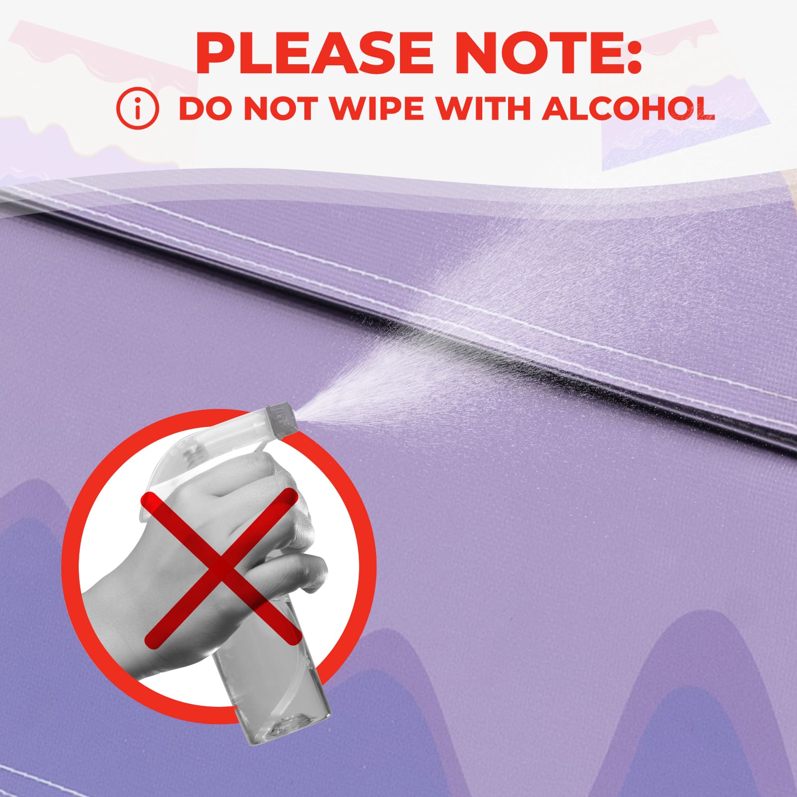 Warningdo not wipe Kangaroo Hoppers purple foam vaulting box with alcohol