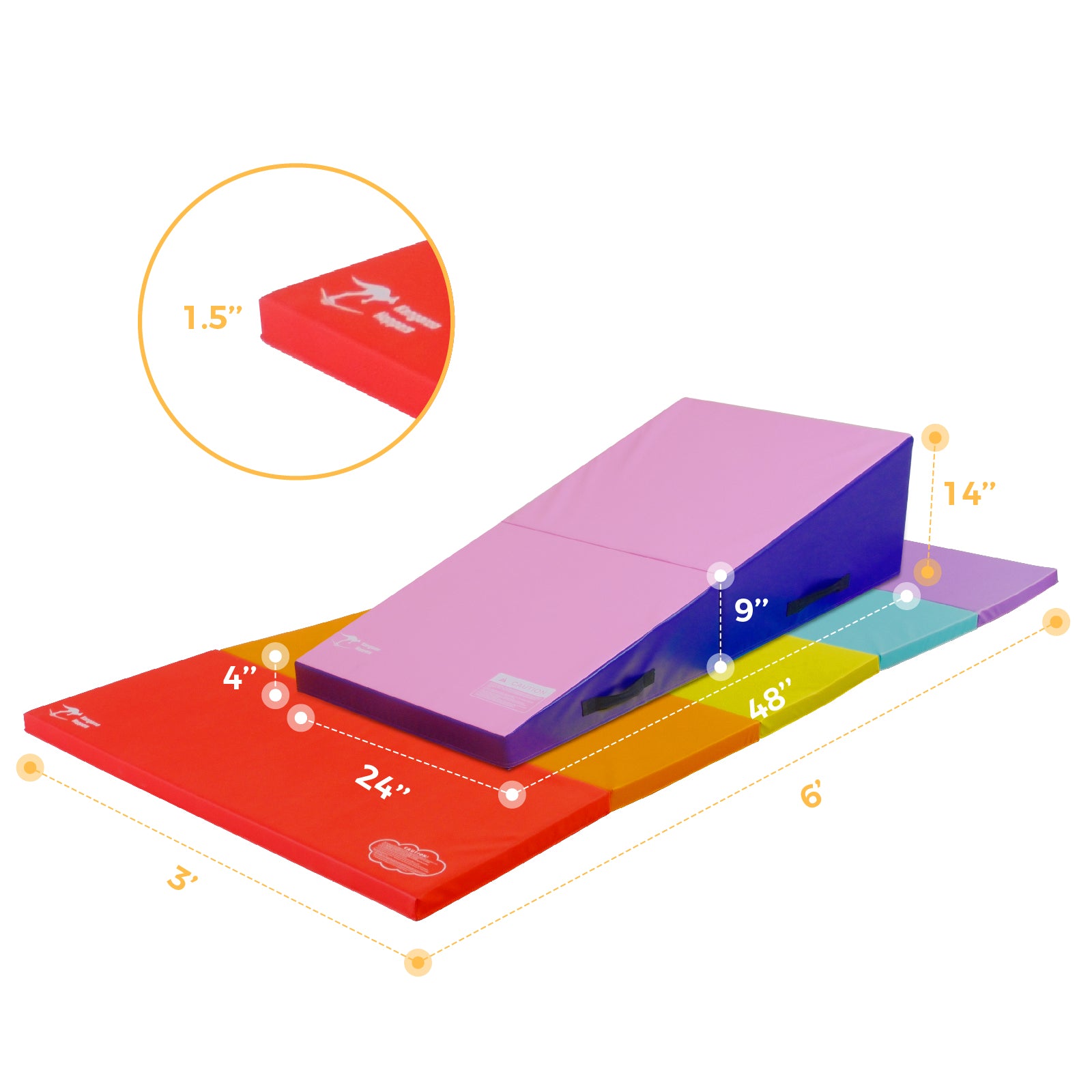 Kangaroo Hoppers Kids’ Rainbow & Tumbling Cheese Wedge Mat Pad Combo