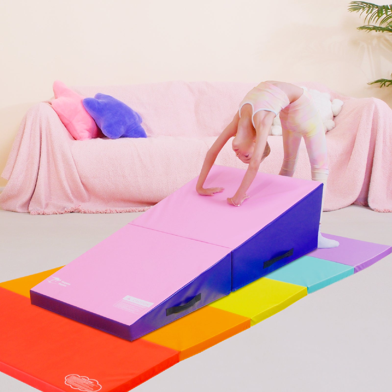 Kangaroo Hoppers Kids’ Rainbow & Tumbling Cheese Wedge Mat Pad Combo