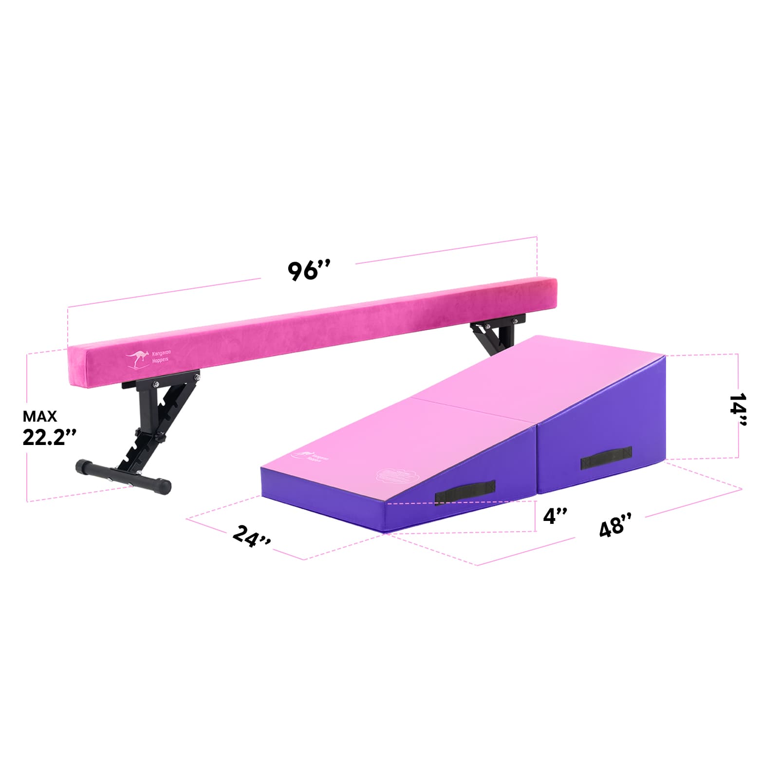 Kangaroo Hoppers Gymnastics Beam & Tumbling Cheese Wedge Mat Set
