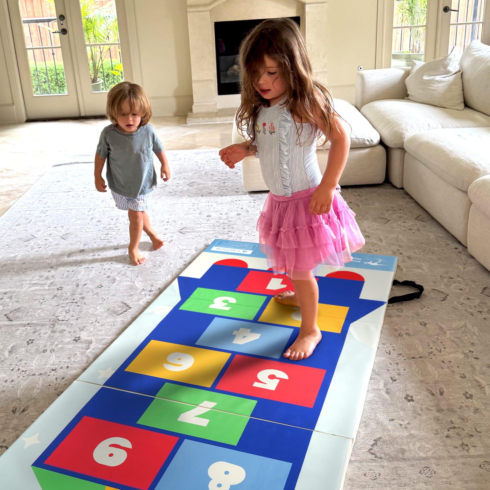 Kangaroo Hoppers Foldable Hopscotch Play Mat – Space Rocket & Candyland Themes