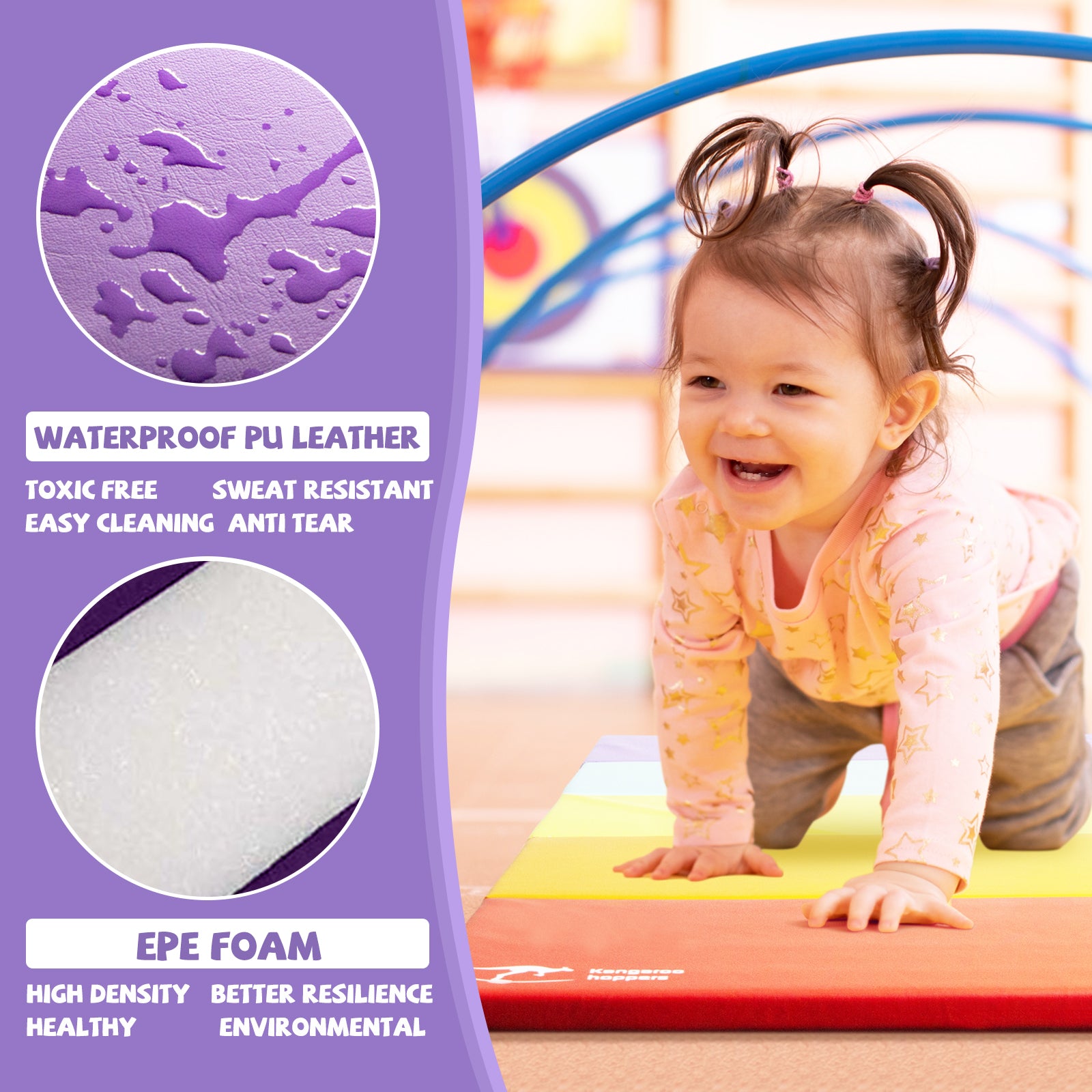 Foldable Gym Durable Gymnastics Tumbling Mat for Kids