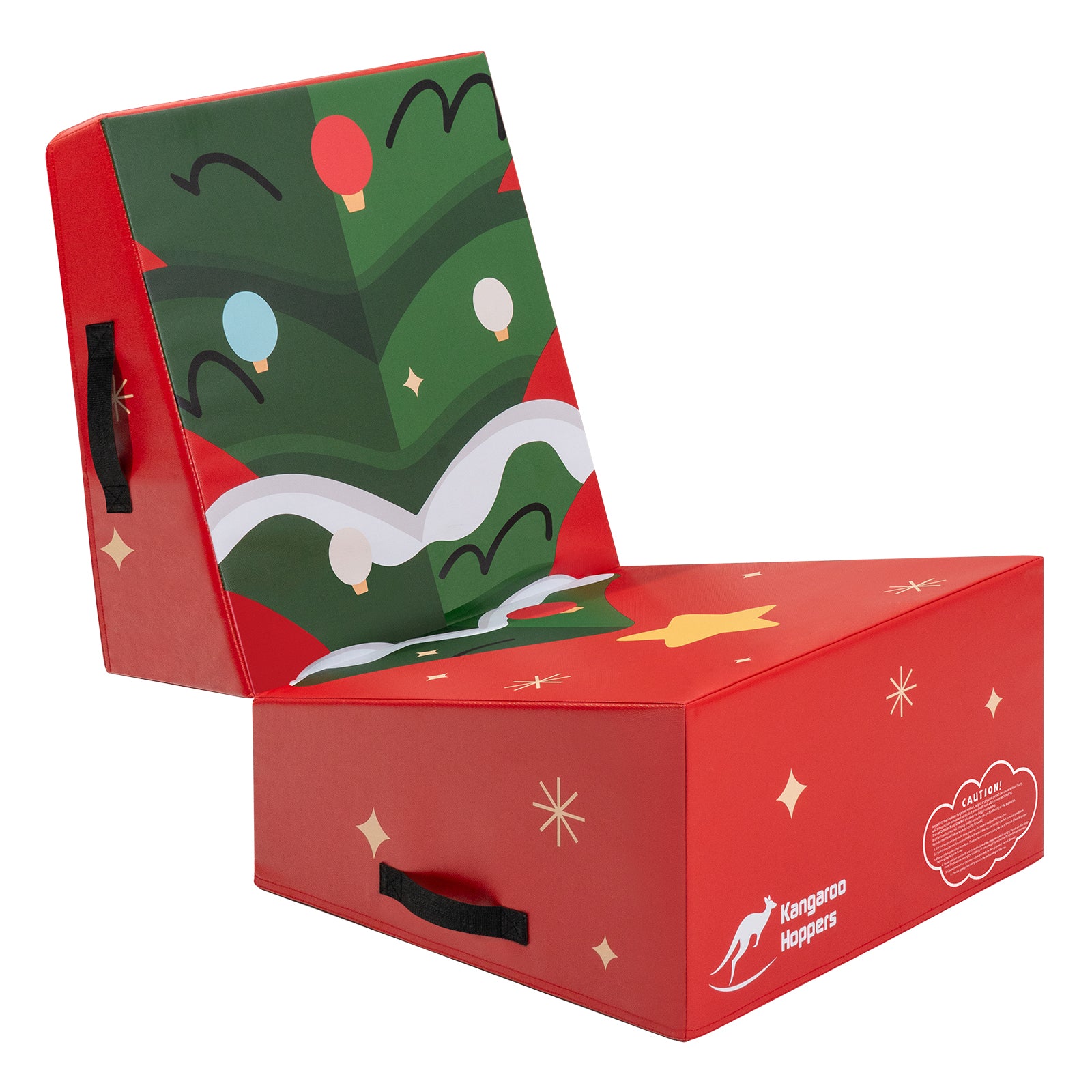 Kangaroo Hoppers Foldable Gymnastics Tumbling Cheese Wedge Mat (L) – Christmas Tree Design