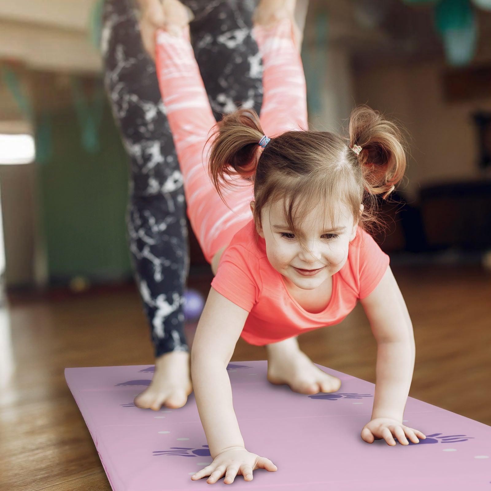 Guided hand and foot prints for learning handstands and cartwheels