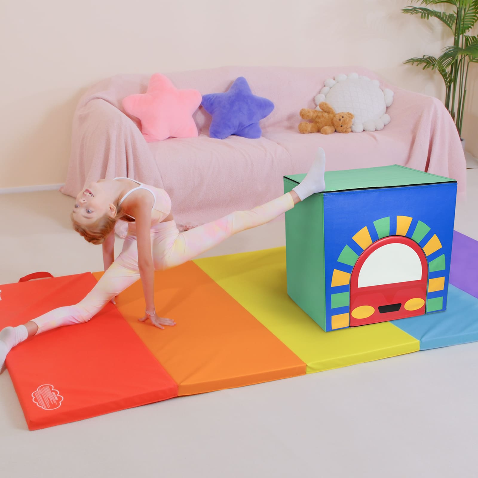 Kangaroo Hoppers 2-in-1 Car Foam Tunnel Toy – Climbing & Crawling Soft Play Block for Kids