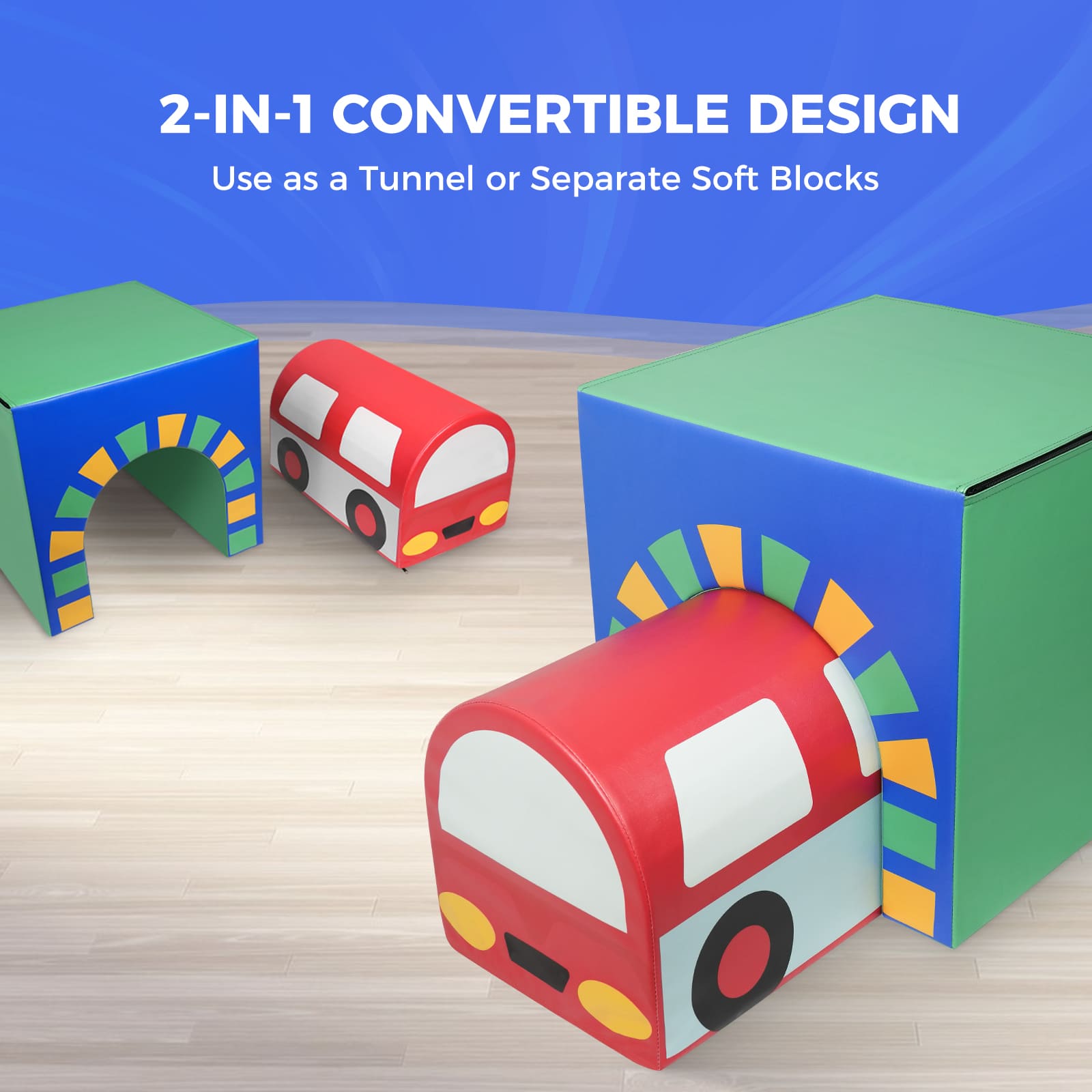 Kangaroo Hoppers 2-in-1 Car Foam Tunnel Toy – Climbing & Crawling Soft Play Block for Kids