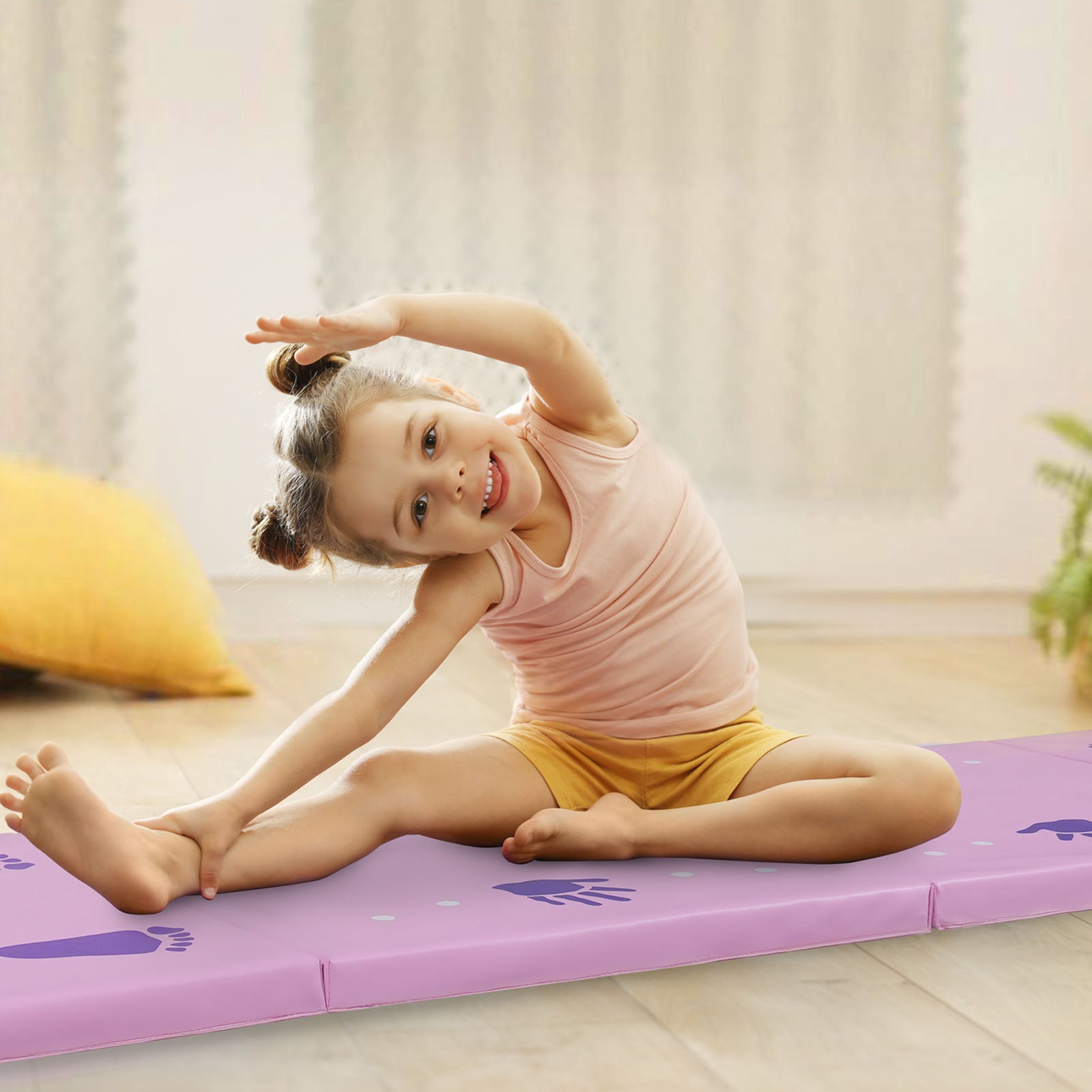 Guided hand and foot prints for learning handstands and cartwheels