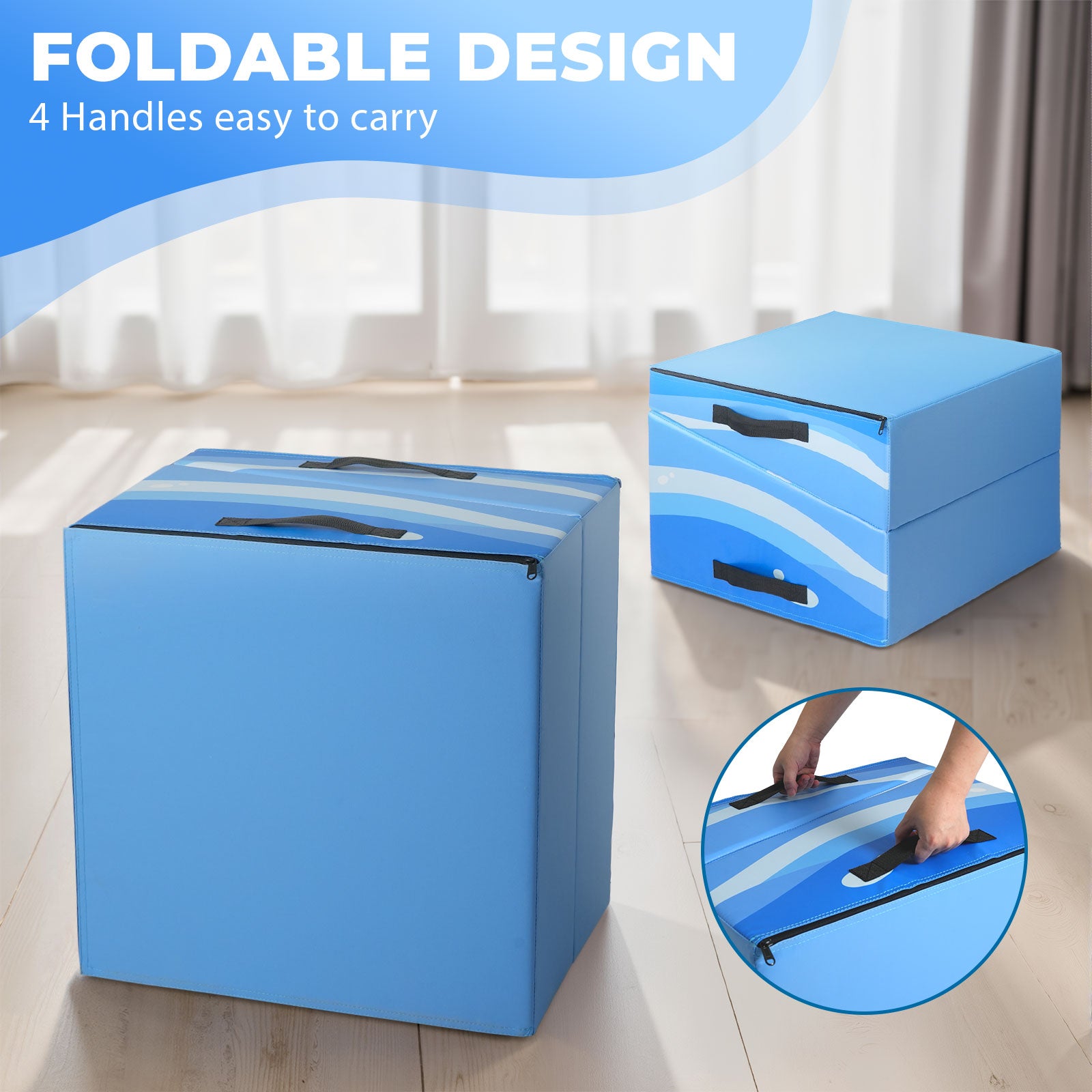 Kangaroo Hoppers Foldable Gymnastics Tumbling Cheese Wedge Mat (M/L) –Surfboard and Shooting Star Designs