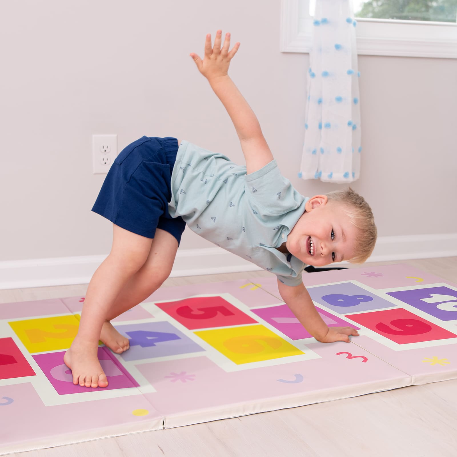 Kangaroo Hoppers Foldable Hopscotch Play Mat – Space Rocket & Candyland Themes