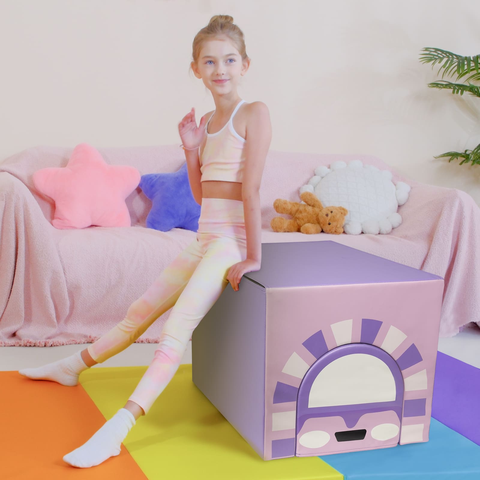 Kangaroo Hoppers 2-in-1 Car Foam Tunnel Toy – Climbing & Crawling Soft Play Block for Kids