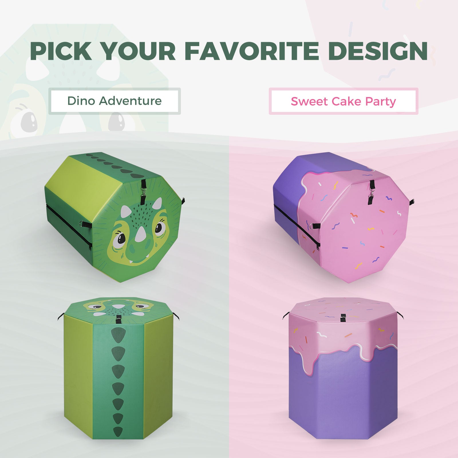Kangaroo Hoppers Octagon Trainer Mat for Kids – Sweet Cake & Dino Fun Designs