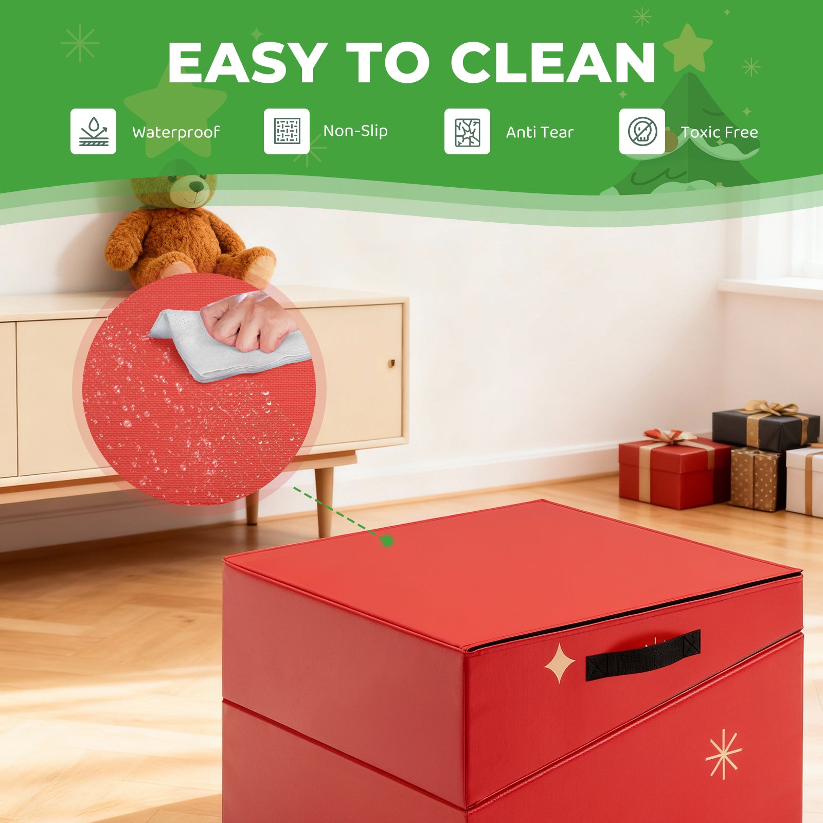 Kangaroo Hoppers Foldable Gymnastics Tumbling Cheese Wedge Mat (L) – Christmas Tree Design