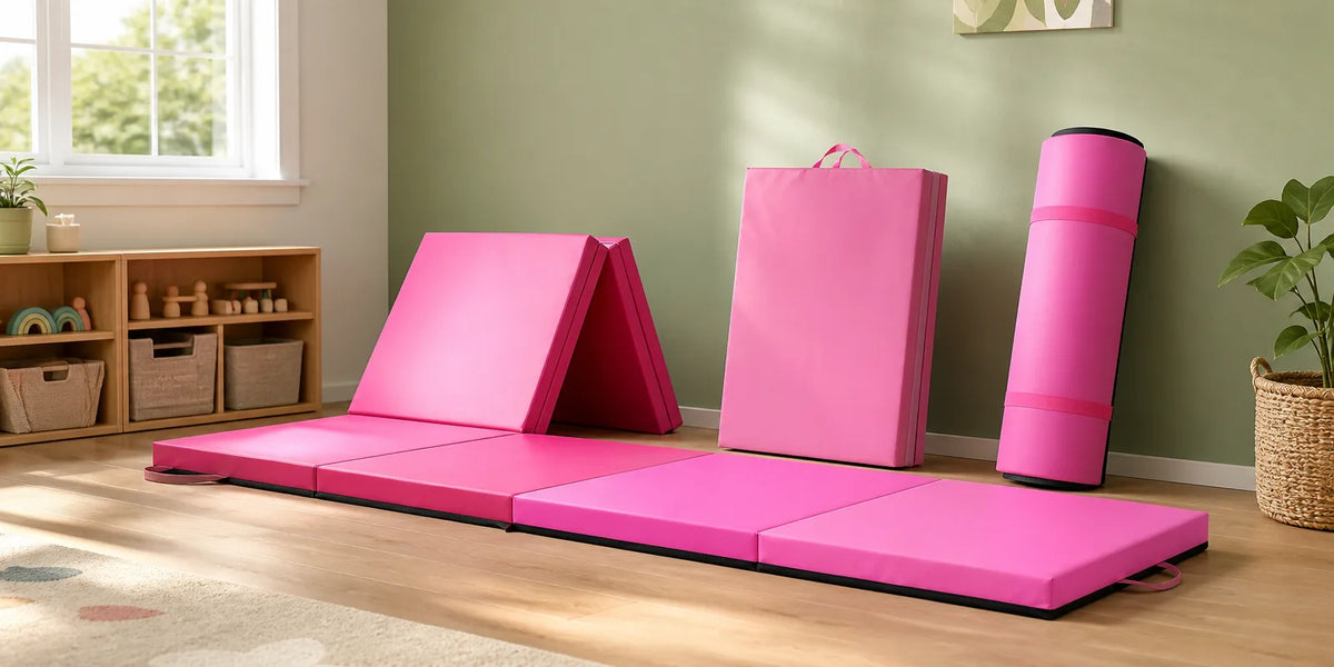 Lineup of affordable kids tumbling mats in different sizes