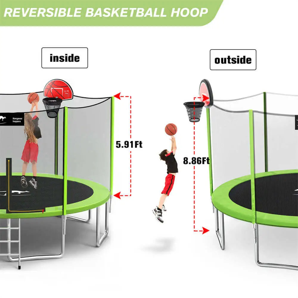12ft trampoline with clearance basketball hoop