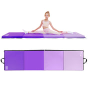 Girl doing splits on purple Kangaroo Hoppers foldable gymnastics tumbling mat