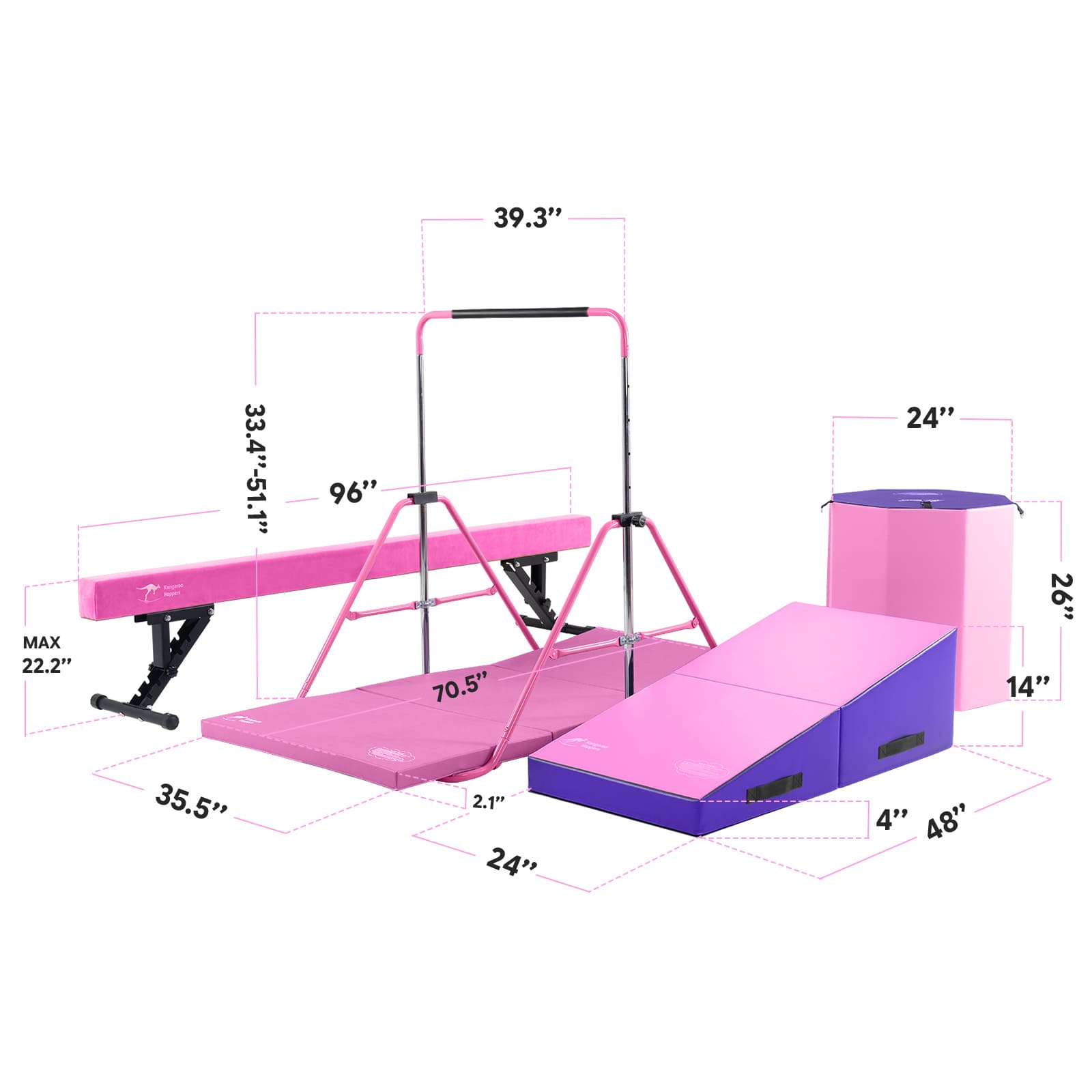 Kangaroo Hoppers Full Home Gymnastics Equipment Set(M)