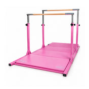 Kangaroo Hoppers Adjustable Kids Parallel Bars Set with Gymnastics Mat