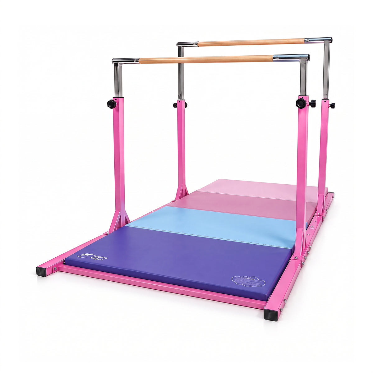 Kangaroo Hoppers Adjustable Kids Parallel Bars Set with Gymnastics Mat