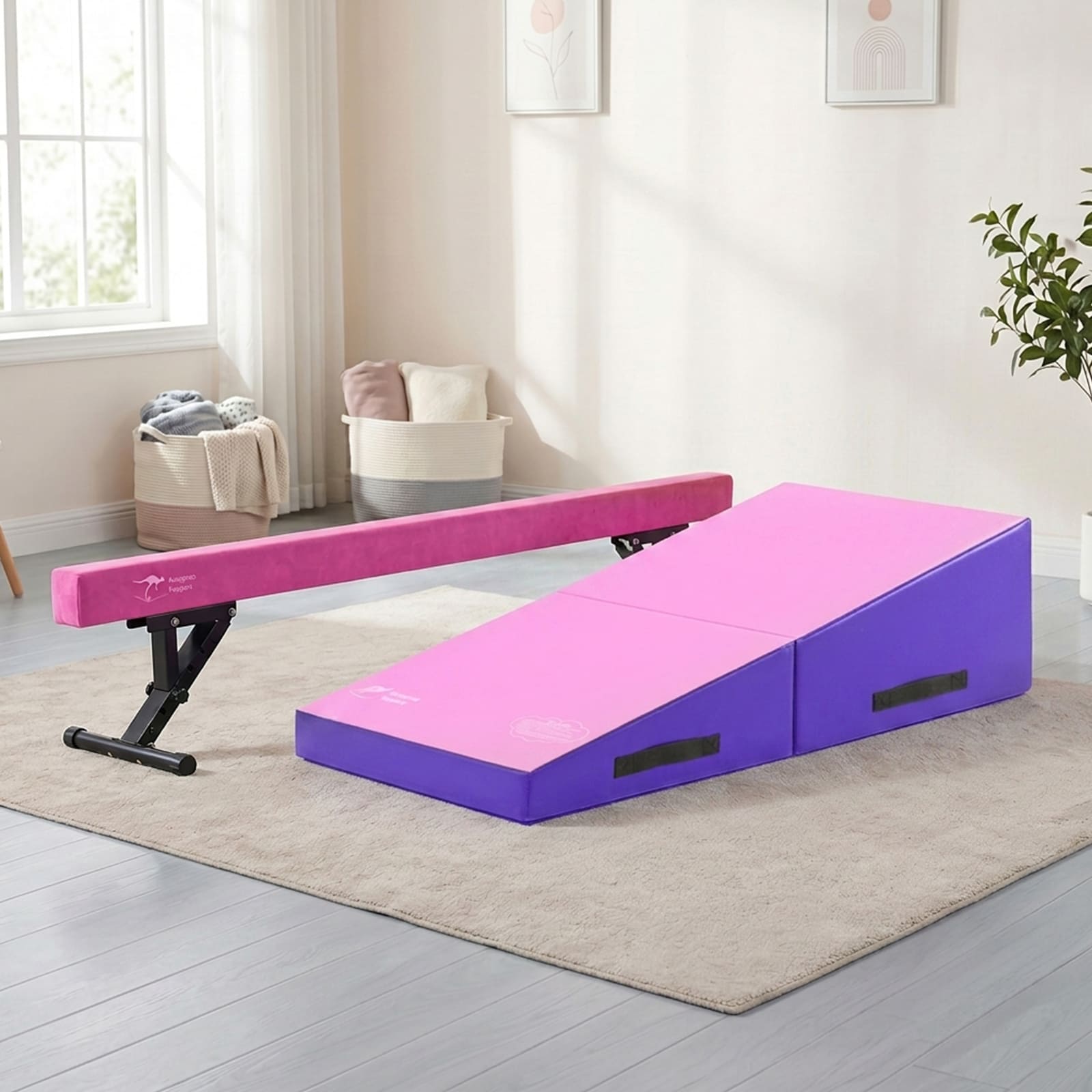 Kangaroo Hoppers Gymnastics Beam & Tumbling Cheese Wedge Mat Set