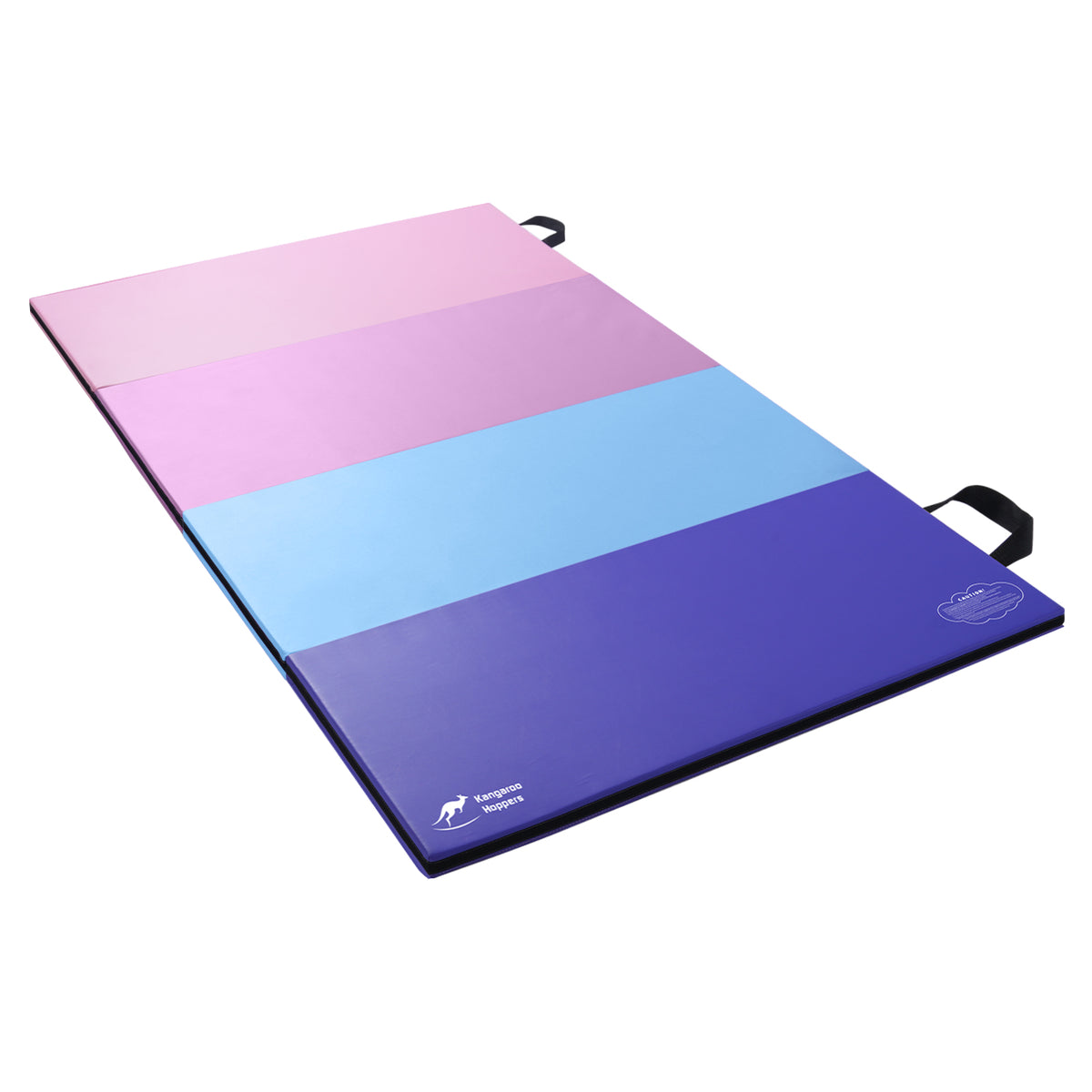Kangaroo Hoppers Morandi Color Block Gymnastics Mat in pink purple and blue with black handles