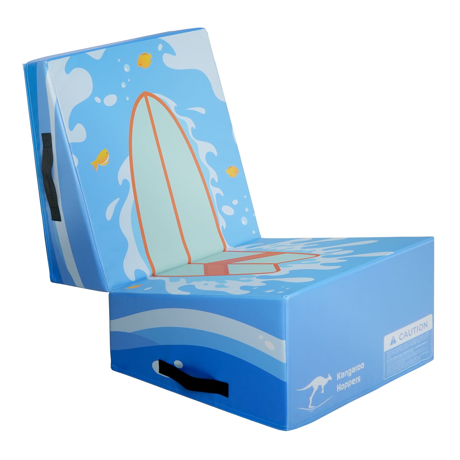 Kangaroo Hoppers Foldable Gymnastics Tumbling Cheese Wedge Mat (M/L) –Surfboard and Shooting Star Designs