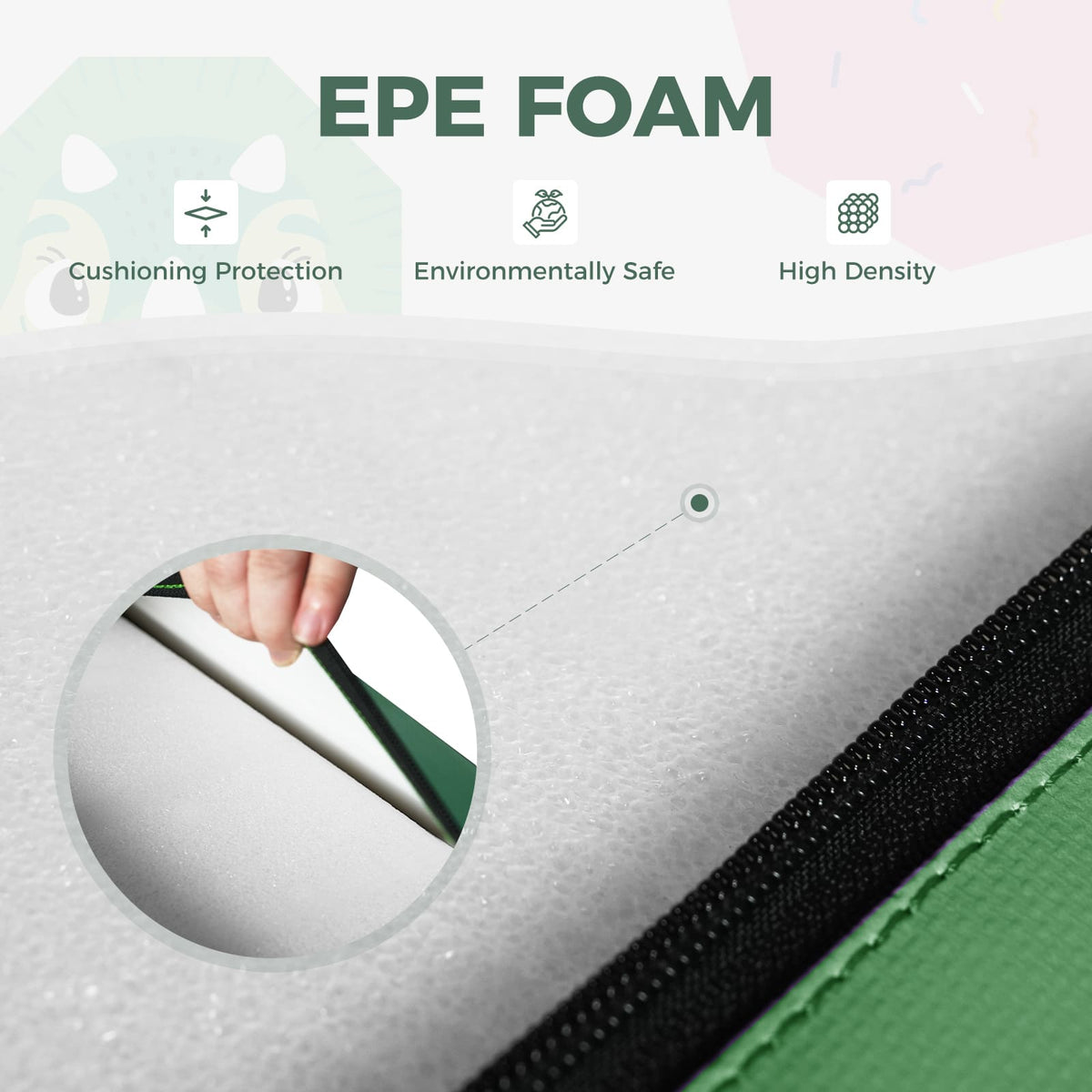 Kangaroo HoppersOctagon Trainer Mat white EPE foam interior with green zippered cover