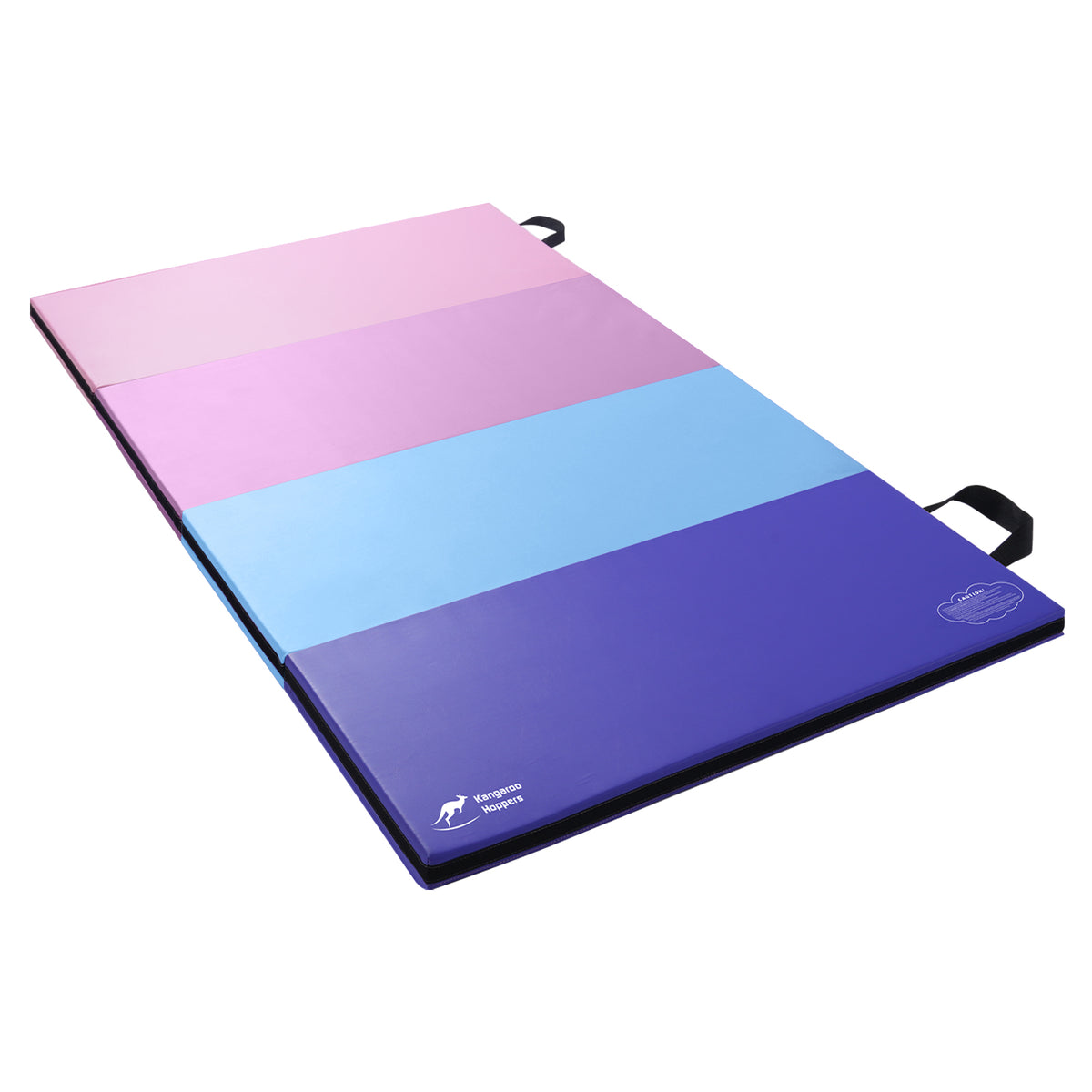 Kangaroo Hoppers Morandi Color Block Gymnastics Mat in pink purple and blue with black handles