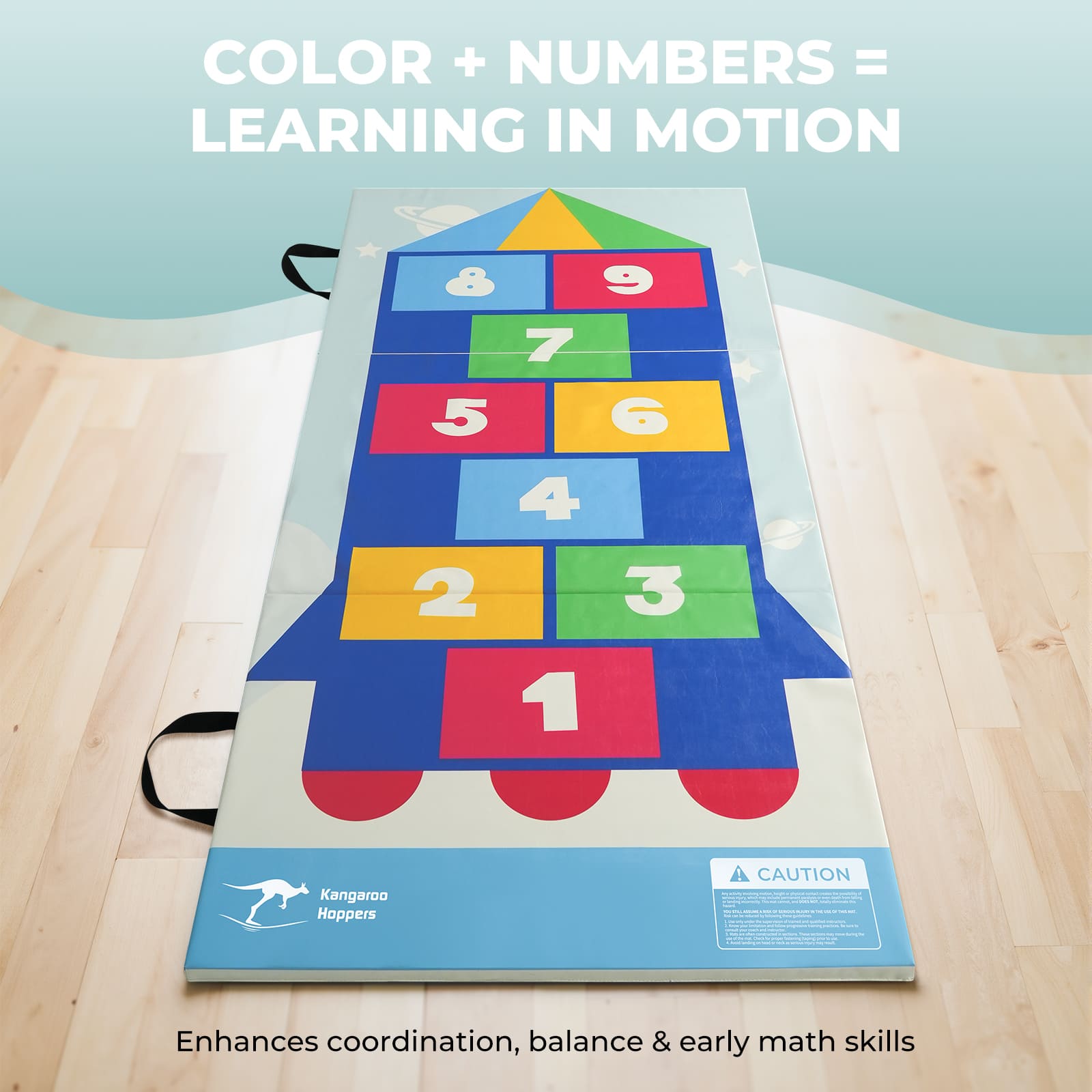 Kangaroo Hoppers Foldable Hopscotch Play Mat – Space Rocket & Candyland Themes
