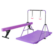 Purple KangarooHoppers kids strength and balance training set with beam, bar, and mat