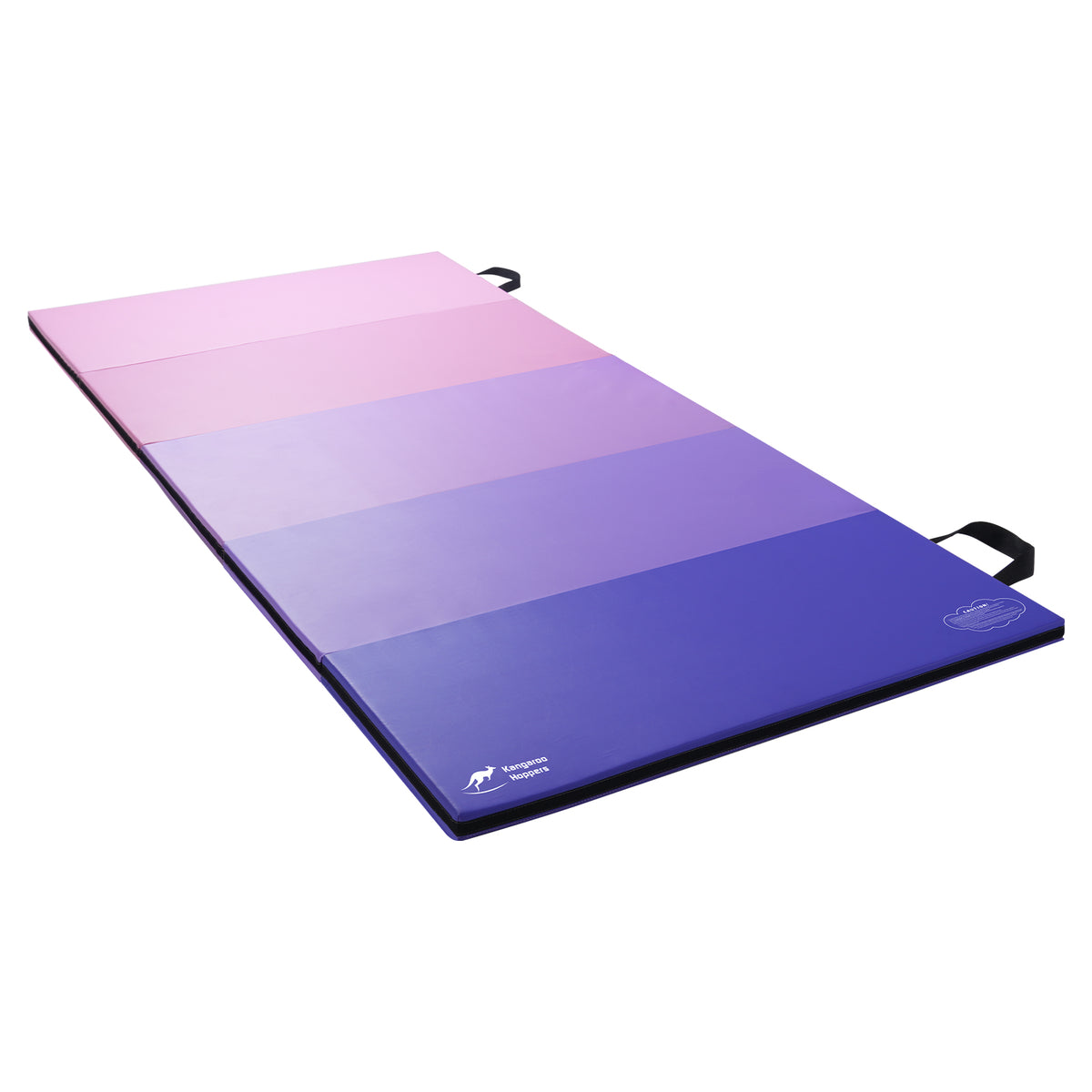 Kangaroo Hoppers Morandi Color Block Gymnastics Mat in purple and pink gradient with black handles
