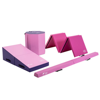 Pink andpurple Kangaroo Hoppers Advanced Training Set foam mats with balance beam