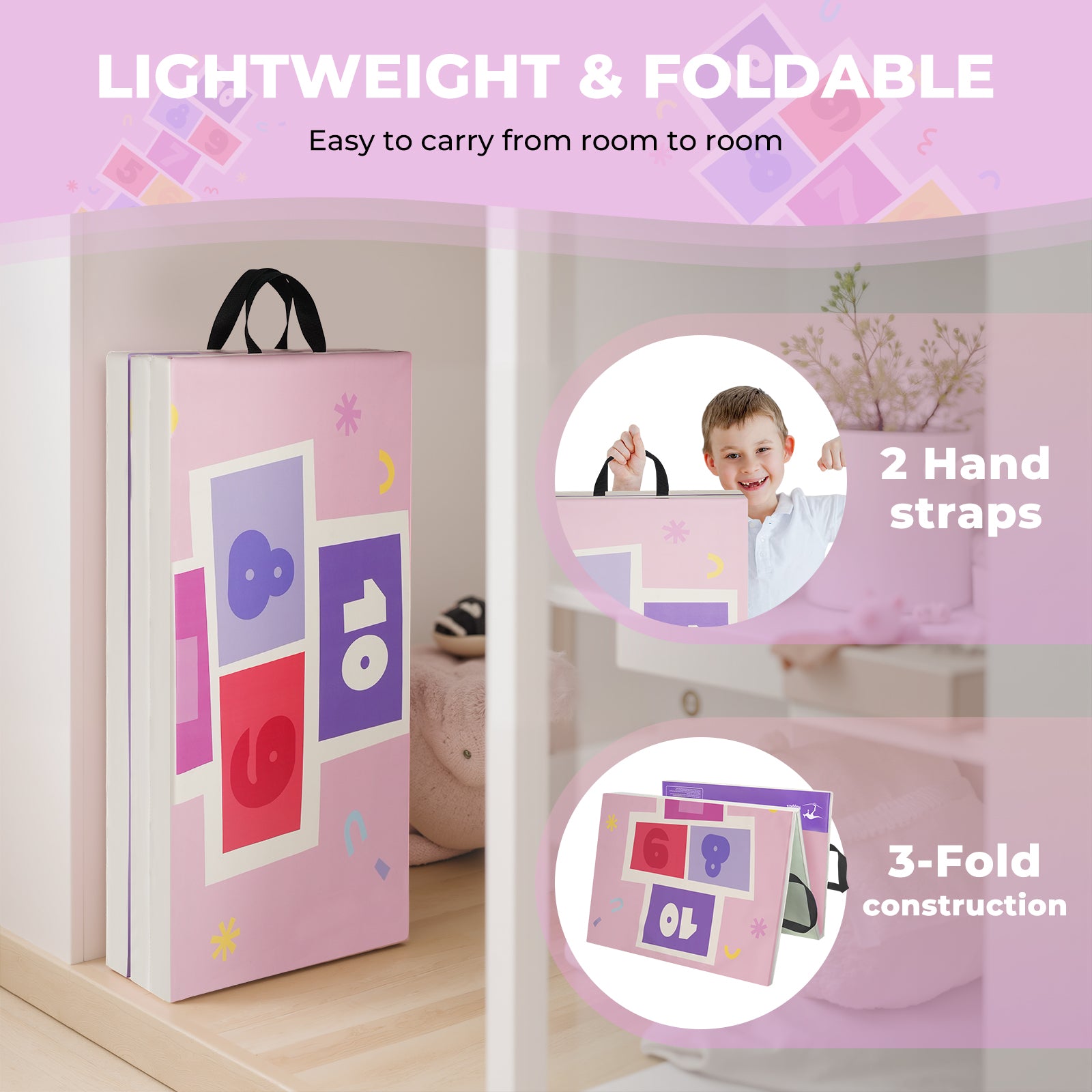 Kangaroo Hoppers Foldable Hopscotch Play Mat – Space Rocket & Candyland Themes