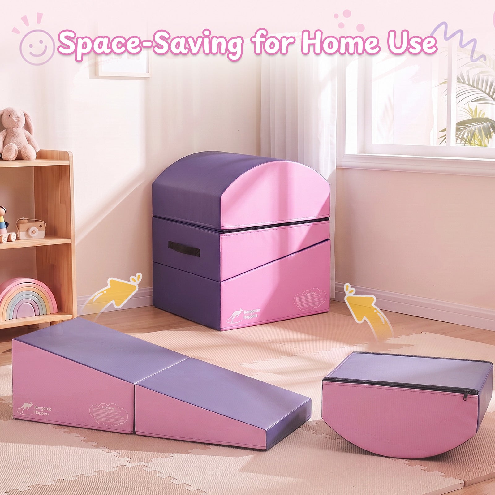Kangaroo Hoppers Modular Soft Gymnastics Vault Box folded for space-saving home storage