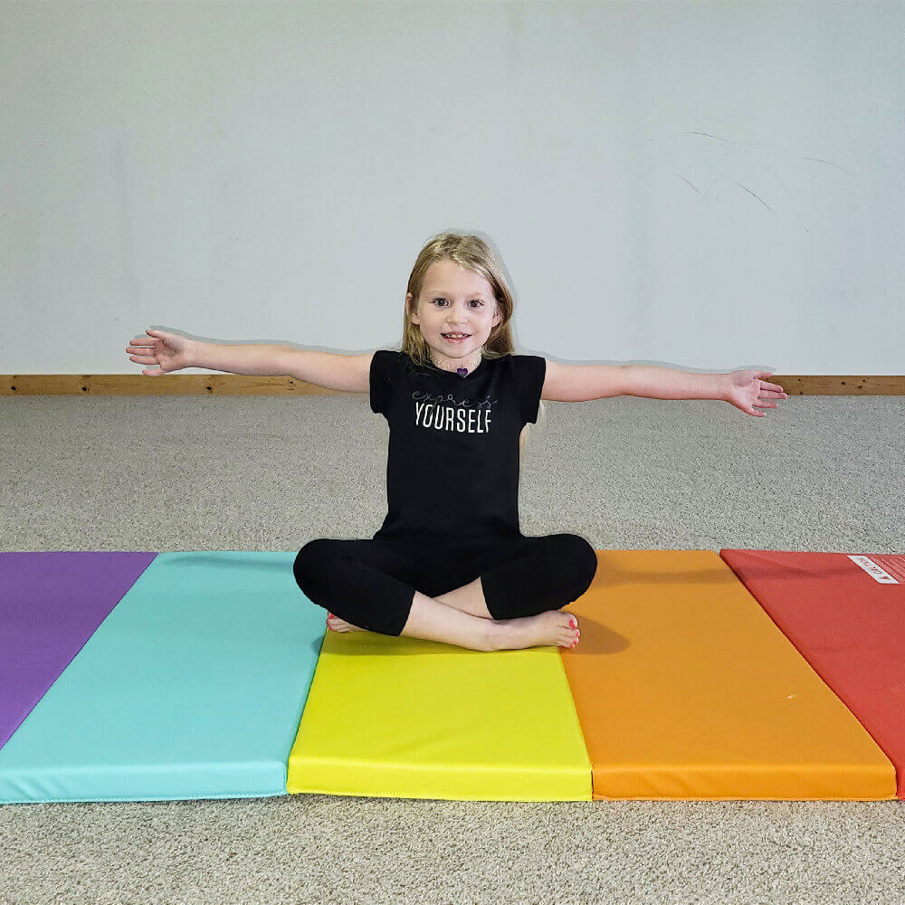 3ft x 6ft x 1.5inch 5-Panel Rainbow Gymnastics Tumbling Mat for Kids