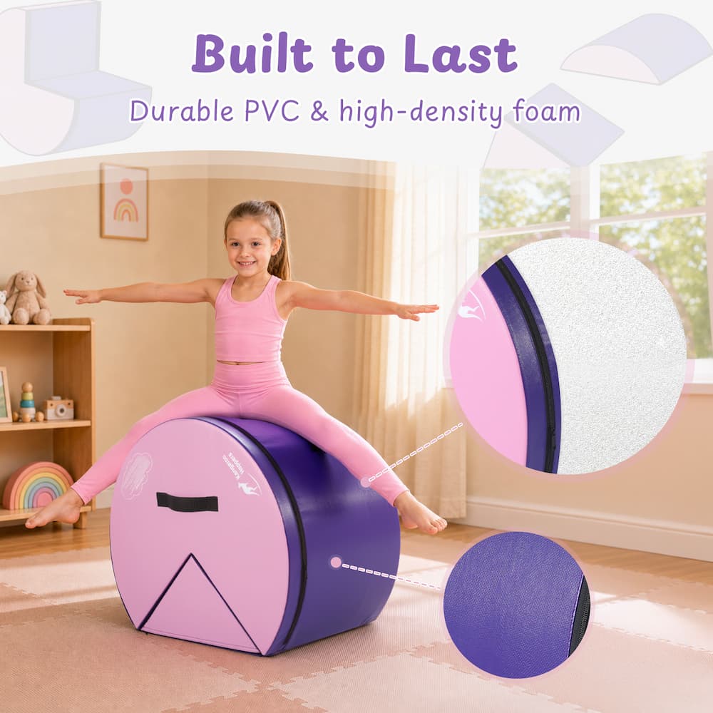 Purple Kangaroo Hoppers Flip and Roll Gymnastics Trainer showing durable foam layers