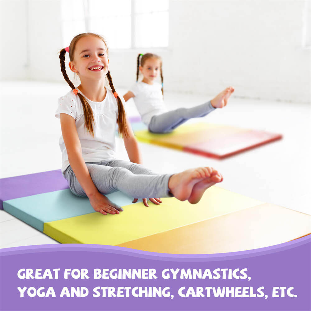 1.5inch 5-Panel Rainbow Gymnastics Tumbling Mat for Kids