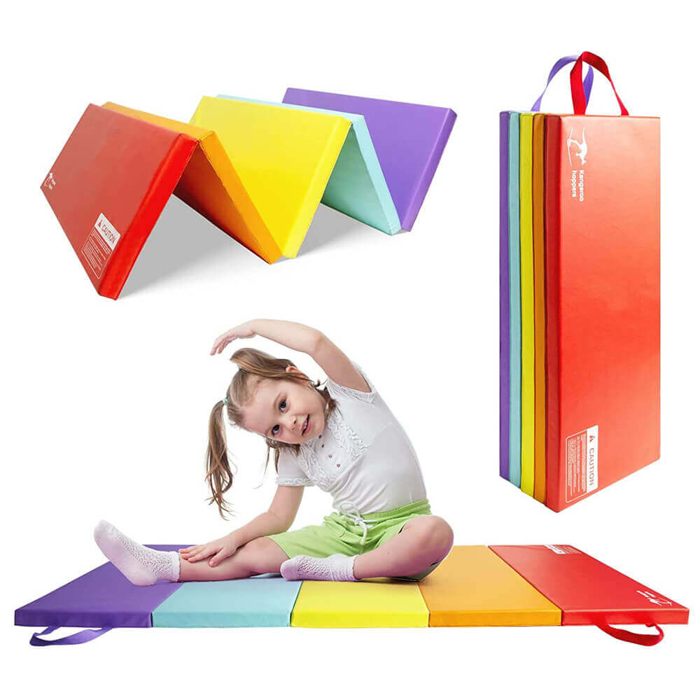 3ft x 6ft x 1.5inch 5-Panel Rainbow Gymnastics Tumbling Mat for Kids