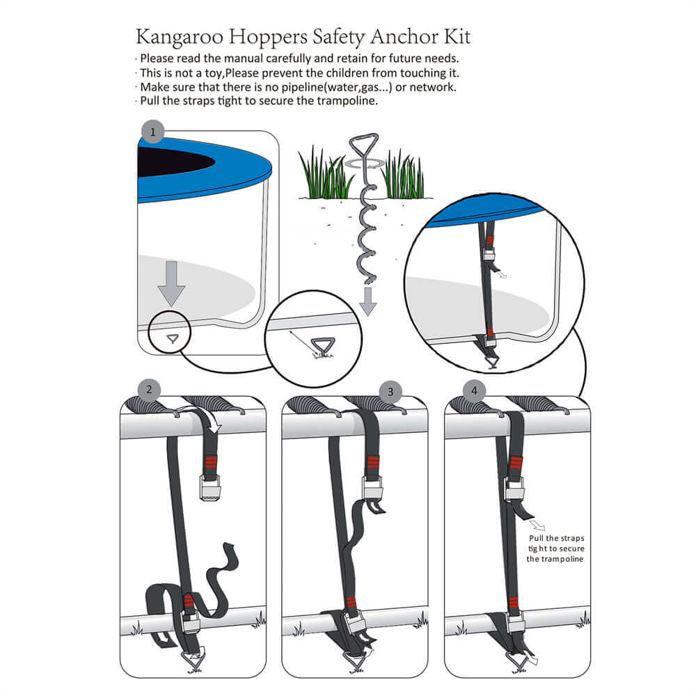 Kangaroo Hoppers Heavy Duty Trampoline Anchor Kit - Set of 4